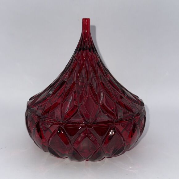 Godinger Hershey’s Kisses Crystal Red Candy Dish Bowl Display Gift - Picture 1 of 7
